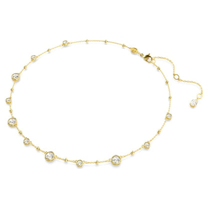 Swarovski Imber Necklace Round Cut, Scattered Design, White, Gold-Tone Plated