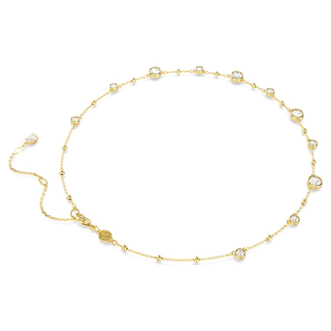 Swarovski Imber Necklace Round Cut, Scattered Design, White, Gold-Tone Plated