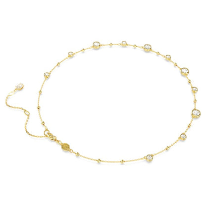 Swarovski Imber Necklace Round Cut, Scattered Design, White, Gold-Tone Plated
