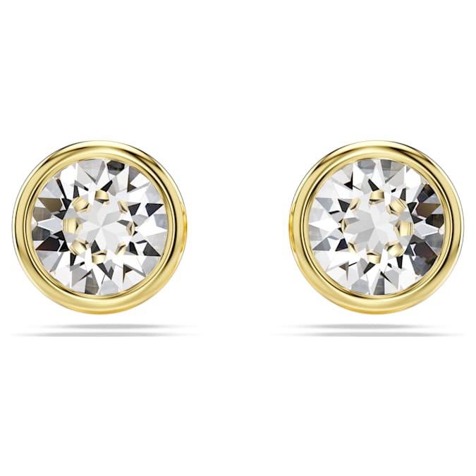 Swarovski Imber Stud Earrings Round Cut, White, Gold-Tone Plated