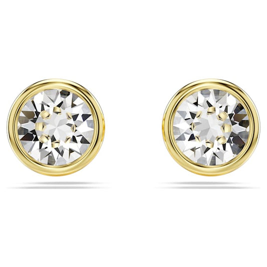 Swarovski Imber Stud Earrings Round Cut, White, Gold-Tone Plated