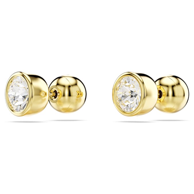 Swarovski Imber Stud Earrings Round Cut, White, Gold-Tone Plated
