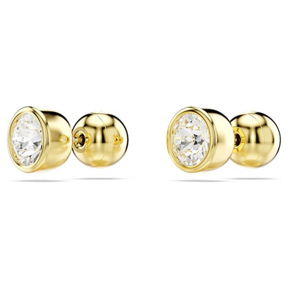 Swarovski Imber Stud Earrings Round Cut, White, Gold-Tone Plated