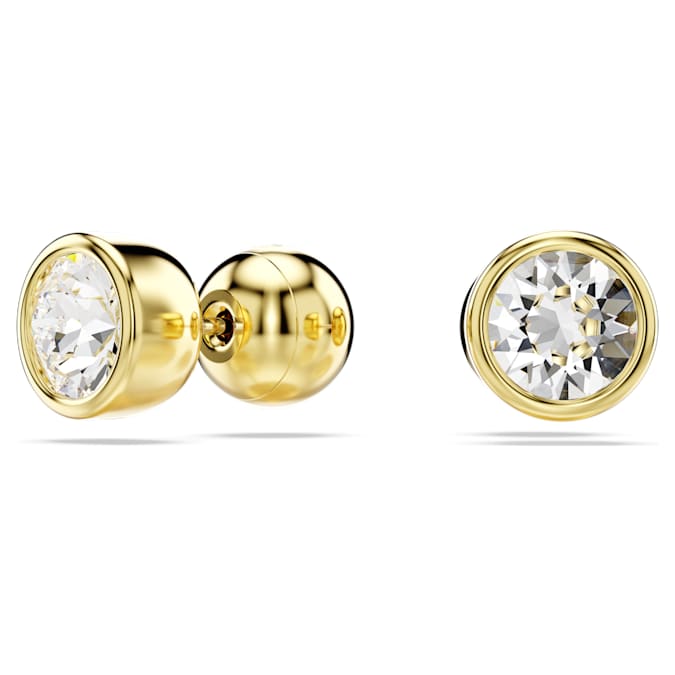 Swarovski Imber Stud Earrings Round Cut, White, Gold-Tone Plated