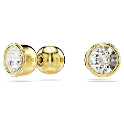 Swarovski Imber Stud Earrings Round Cut, White, Gold-Tone Plated