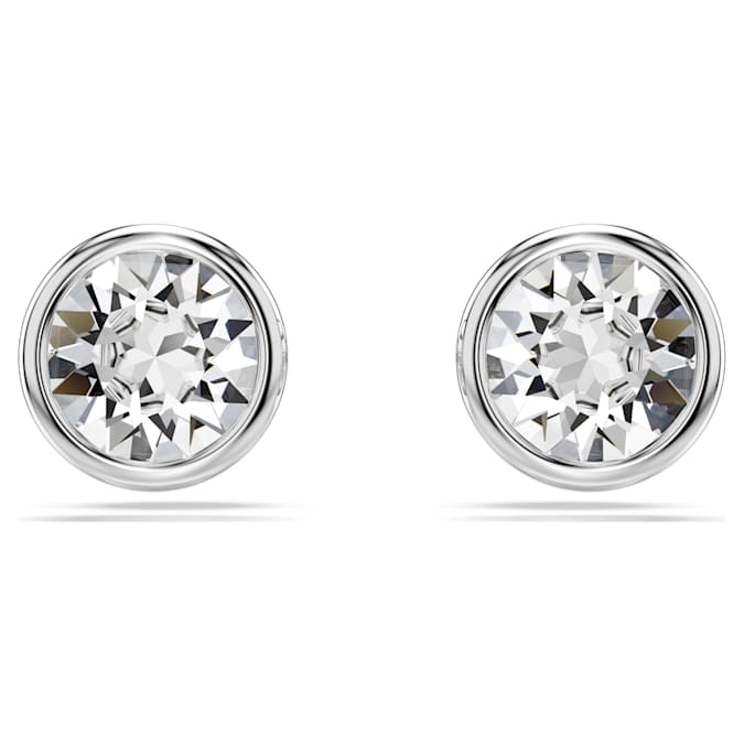 Swarovski Imber Stud Earrings, Round Cut, White, Rhodium Plated