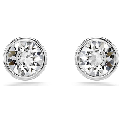 Swarovski Imber Stud Earrings, Round Cut, White, Rhodium Plated