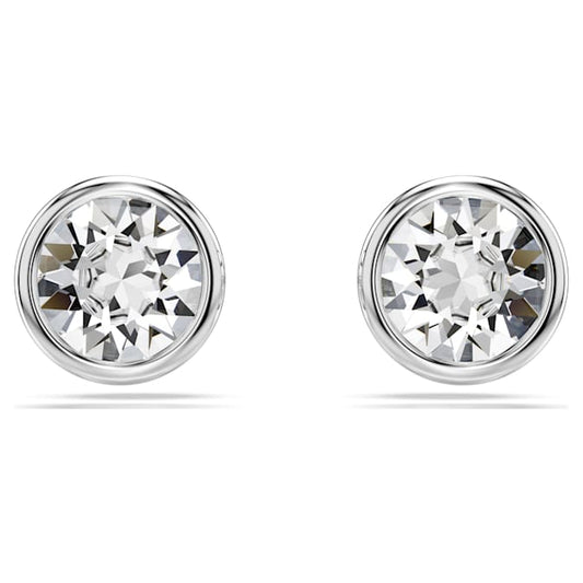 Swarovski Imber Stud Earrings, Round Cut, White, Rhodium Plated