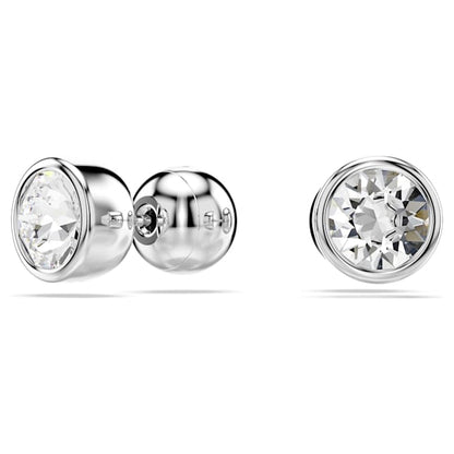 Swarovski Imber Stud Earrings, Round Cut, White, Rhodium Plated