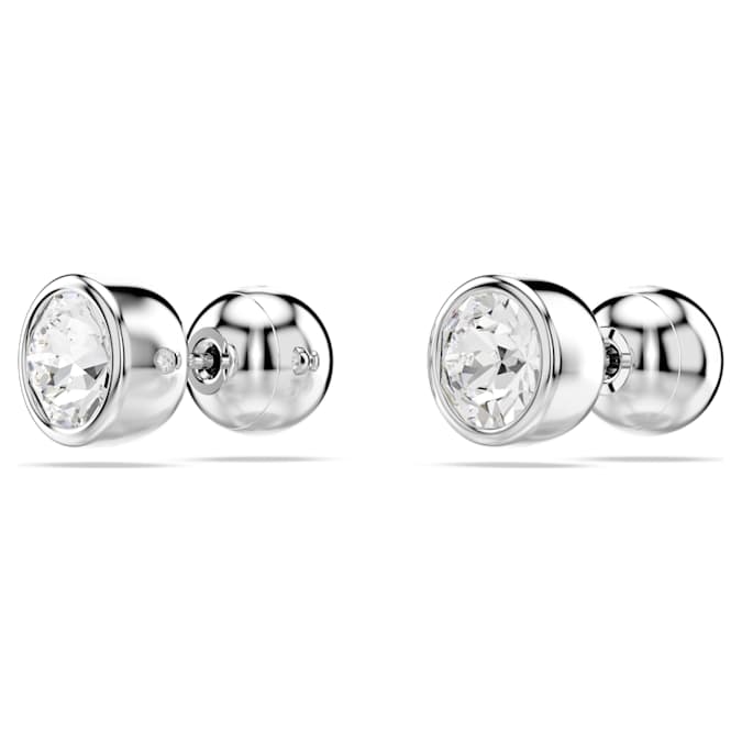 Swarovski Imber Stud Earrings, Round Cut, White, Rhodium Plated