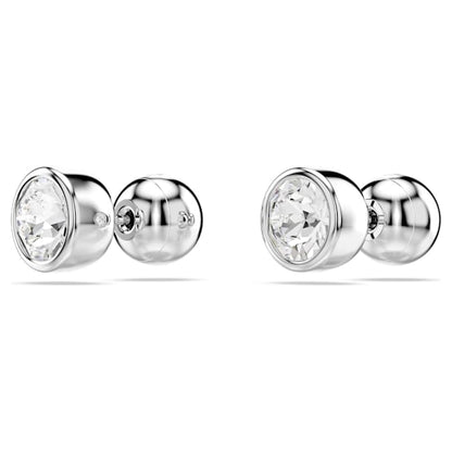 Swarovski Imber Stud Earrings, Round Cut, White, Rhodium Plated
