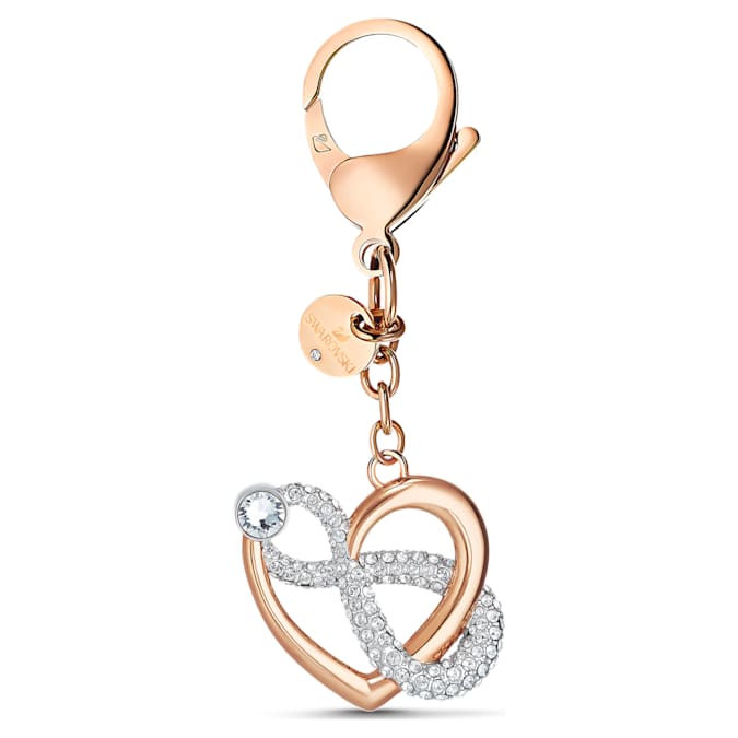 Swarovski Infinity and heart Bag Charm, White, Mixed Metal Finish