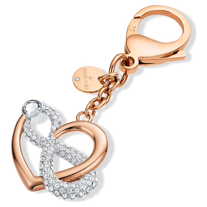 Swarovski Infinity and heart Bag Charm, White, Mixed Metal Finish