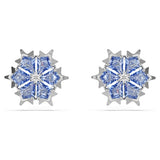 Swarovski Magic Stud Earrings, Snowflake, Blue, Rhodium Plated — 5734242 — view 1