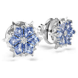 Swarovski Magic Stud Earrings, Snowflake, Blue, Rhodium Plated — 5734242 — view 3