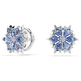 Swarovski Magic Stud Earrings, Snowflake, Blue, Rhodium Plated — 5734242 — view 2