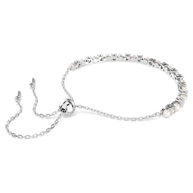 Swarovski Matrix Bracelet, Crystal Pearl, Round Cut, White, Rhodium Plated