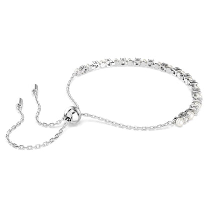 Swarovski Matrix Bracelet, Crystal Pearl, Round Cut, White, Rhodium Plated