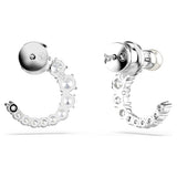 Swarovski Matrix Hoop Earrings, Crystal Pearl, Round Cut, White, Rhodium Plated — 5692260 — view 4