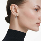 Swarovski Matrix Hoop Earrings, Crystal Pearl, Round Cut, White, Rhodium Plated — 5709256 — view 5