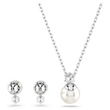 Swarovski Matrix Set, Crystal Pearl, Round Cut, White, Rhodium Plated — 5689624 — view 4