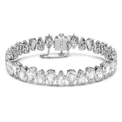 Swarovski Matrix Tennis bracelet Pear Cut, White, Rhodium Plated