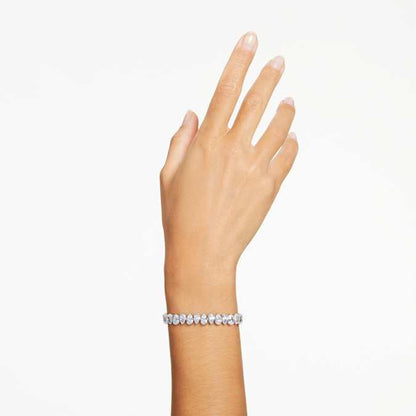 Swarovski Matrix Tennis bracelet Pear Cut, White, Rhodium Plated