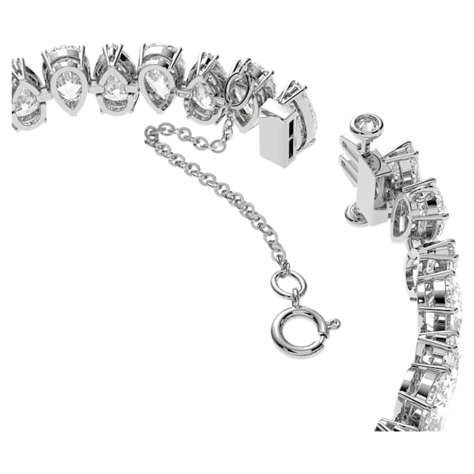Swarovski Matrix Tennis bracelet Pear Cut, White, Rhodium Plated
