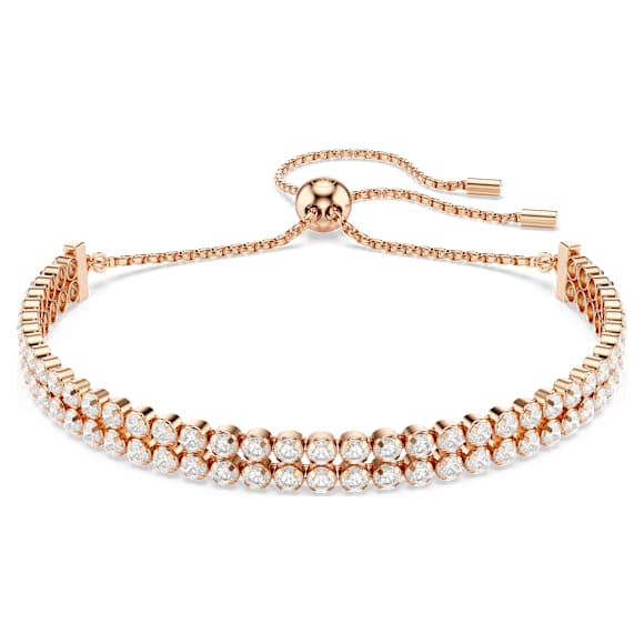 Swarovski Matrix Tennis Bracelet, Round Cut, White, Rose Gold-tone Finish — 5677823 — view 1