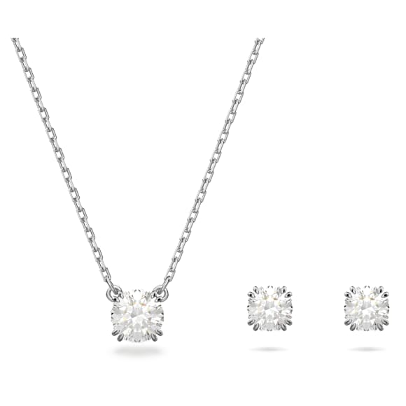 Swarovski Stilla Set, Round Cut, White, Rhodium Plated — 5647663 — view 1