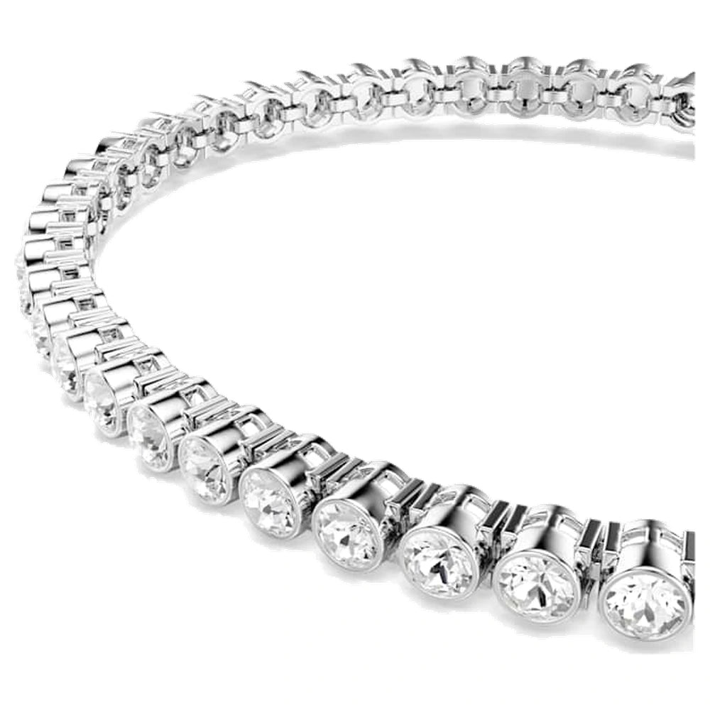 Bracelet Swarovski Emily, coupe ronde, blanc, plaqué rhodium