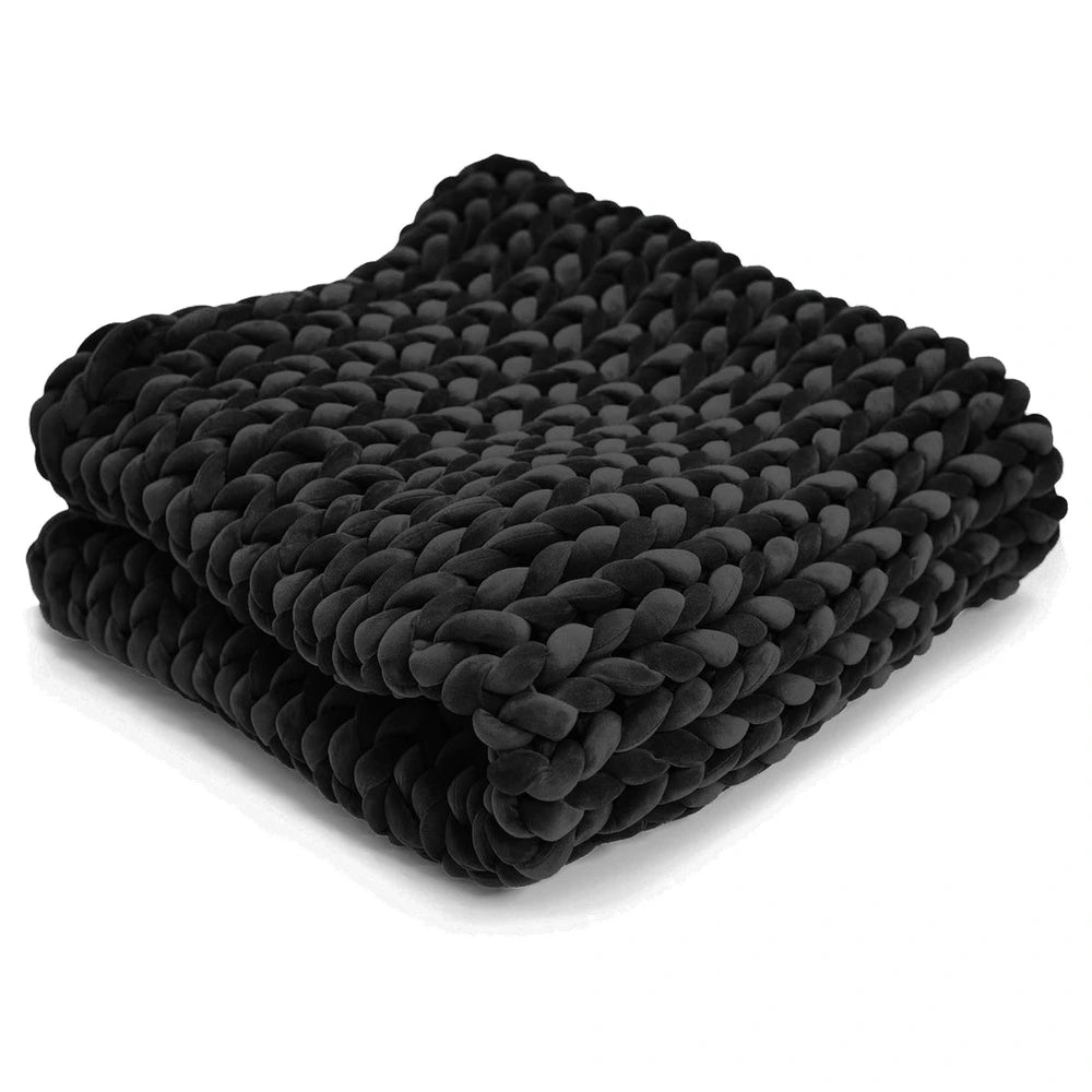 Couverture lestée Hush Knit - Velours Minky - Noire