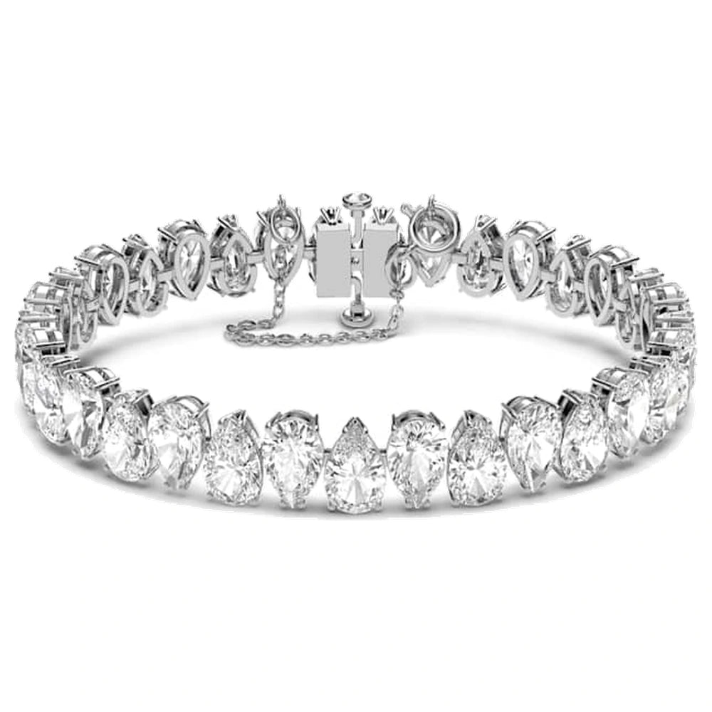 Swarovski Matrix Tennis Bracelet, Pear Cut, White, Rhodium Plated