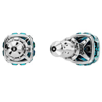 Swarovski Birthstone Stud Earrings, Square Cut, December, Blue, Rhodium Plated