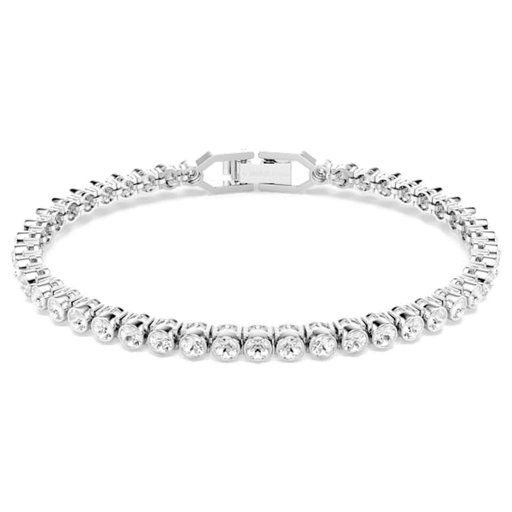 Bracelet Swarovski Emily, coupe ronde, blanc, plaqué rhodium