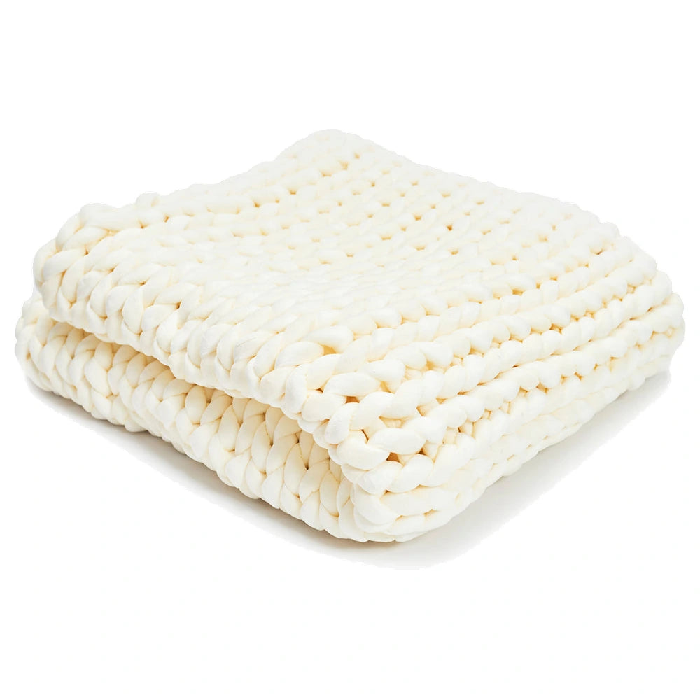 Couverture lestée Hush Knit - Velours Minky - Crème