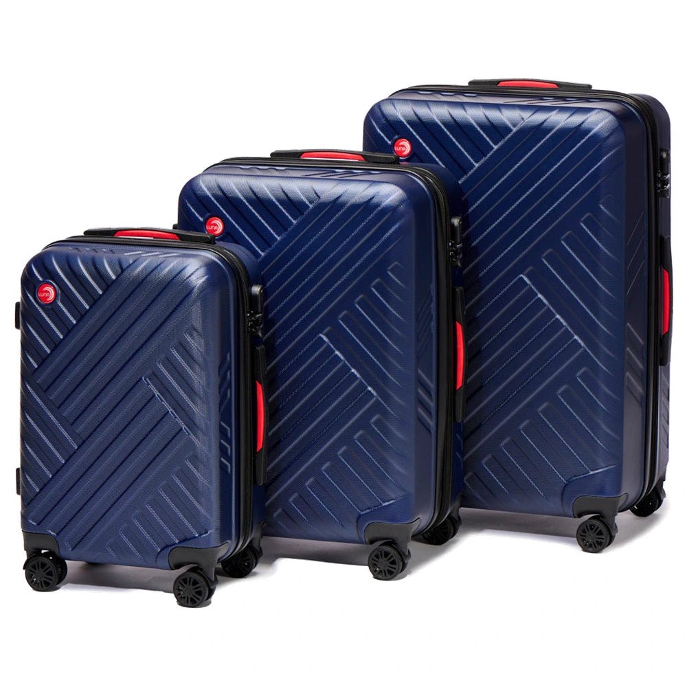 LUNA Ella 3Pc ABS Luggage Set (20 inches, 24 inches, 28 inches) - Navy