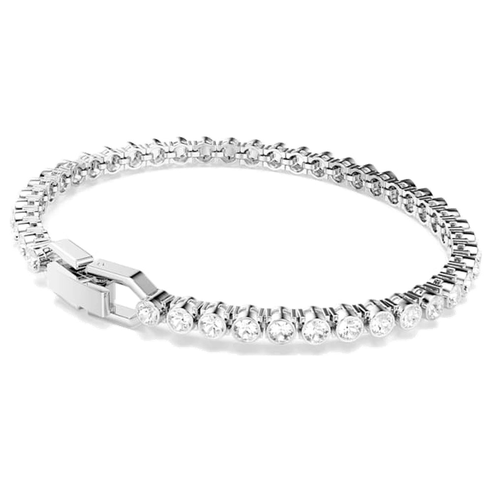 Bracelet Swarovski Emily, coupe ronde, blanc, plaqué rhodium