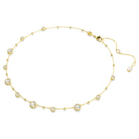 Swarovski Collier Imber, taille ronde, motif dispersé, blanc, plaqué doré