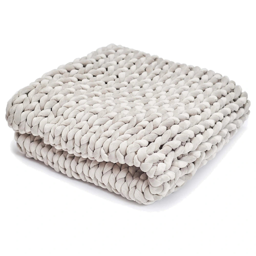 Couverture lestée Hush Knit - Velours Minky - Grise