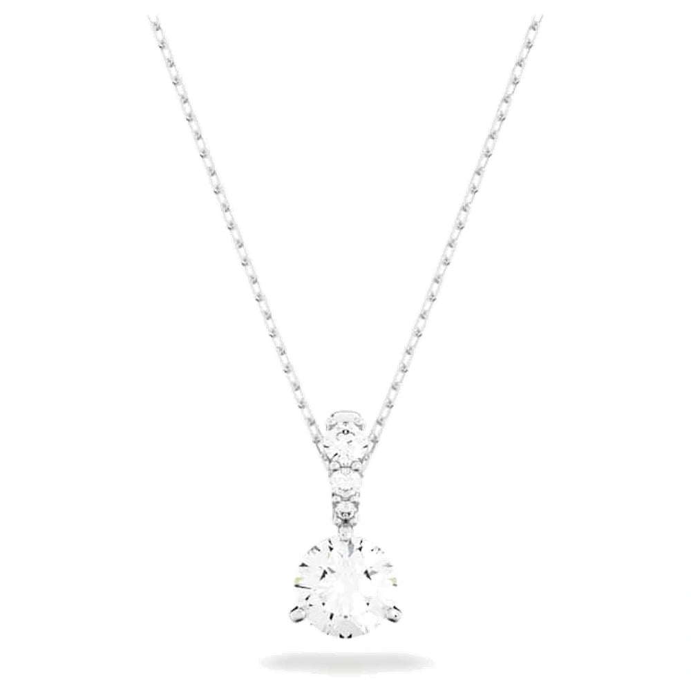 Pendentif Swarovski Solitaire - Blanc/Plaqué rhodium