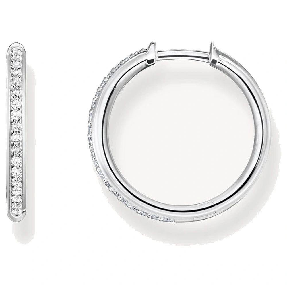 Thomas Sabo Hoop Earrings with White Stones Pavé Silver
