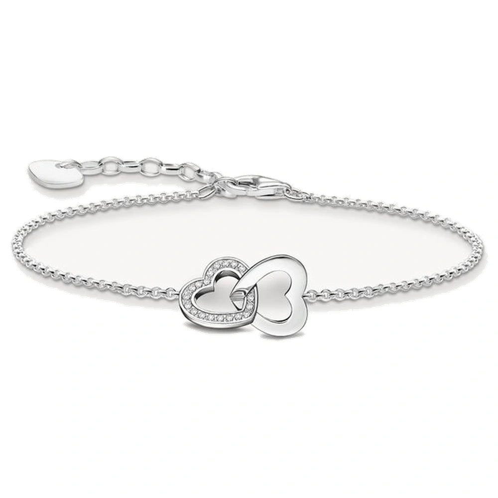 Bracelet Thomas Sabo Basic en argent blanc avec pendentif Cœurs entrelacés