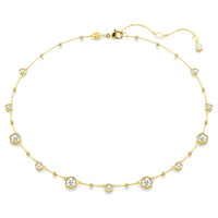 Swarovski Collier Imber, taille ronde, motif dispersé, blanc, plaqué doré