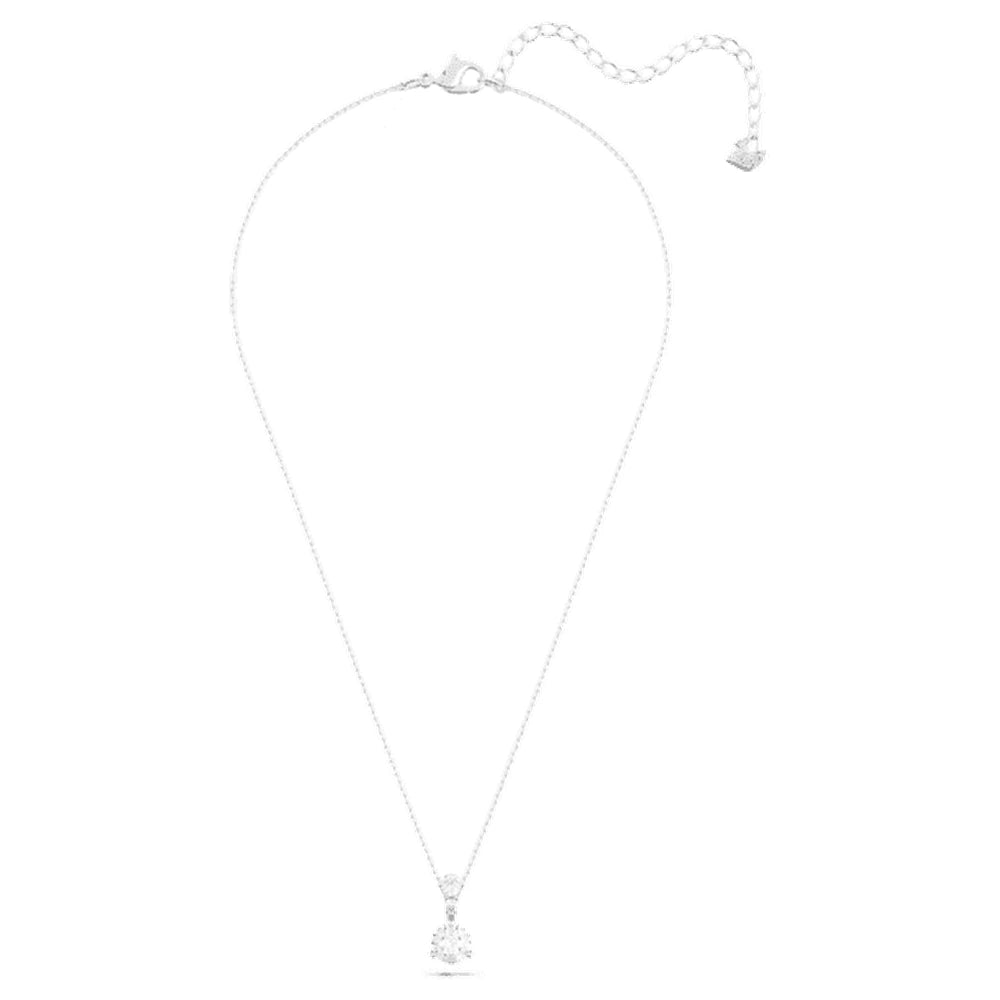 Pendentif Swarovski Solitaire - Blanc/Plaqué rhodium