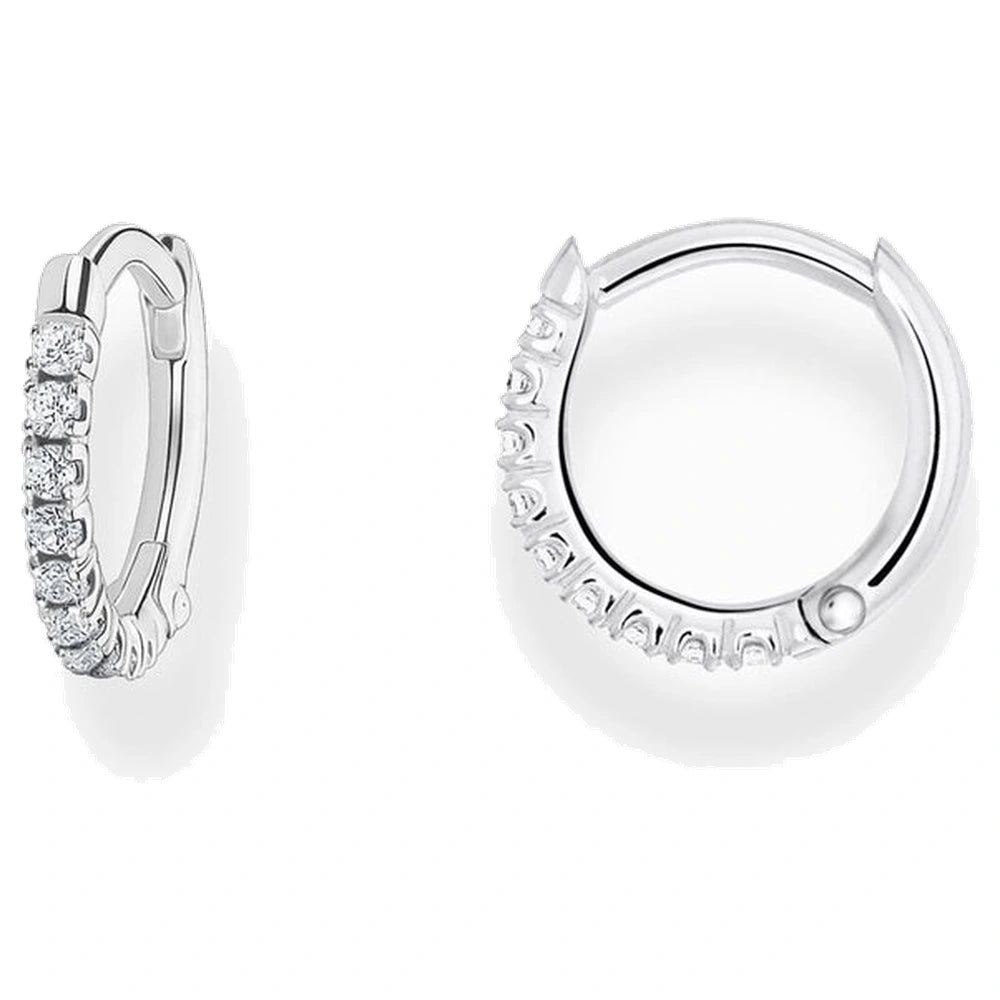 Boucles d'oreilles créoles Thomas Sabo, Pierre blanche - Lot de 2