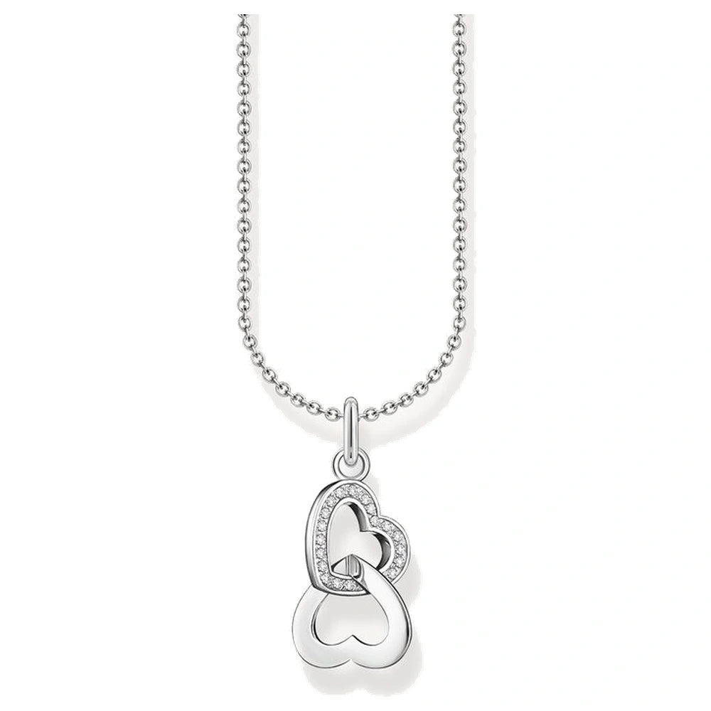 Collier Thomas Sabo en argent blanc basique avec pendentif cœurs entrelacés