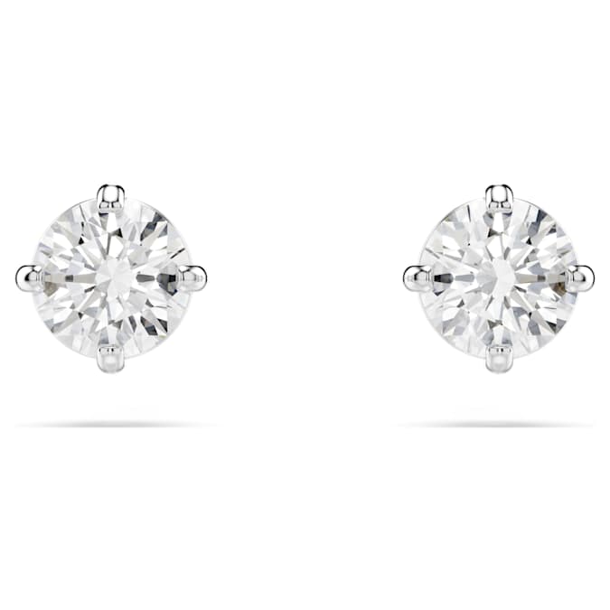 Swarovski Attract Stud Earrings, Round Cut, White, Rhodium Plated