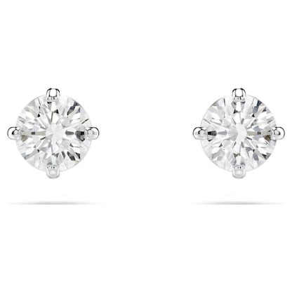 Swarovski Attract Stud Earrings, Round Cut, White, Rhodium Plated
