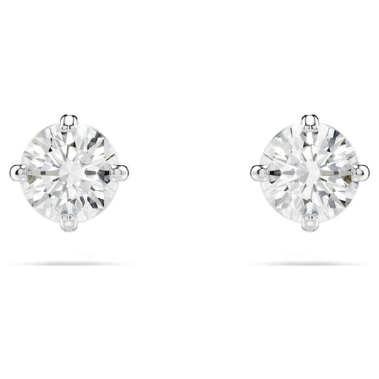 Swarovski Attract Stud Earrings, Round Cut, White, Rhodium Plated